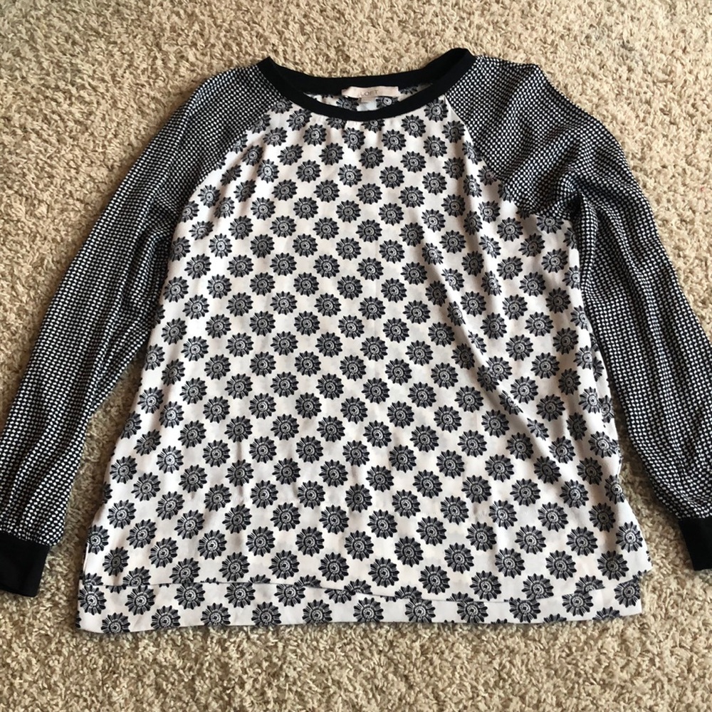 LOFT Mix Print Blouse Size Medium